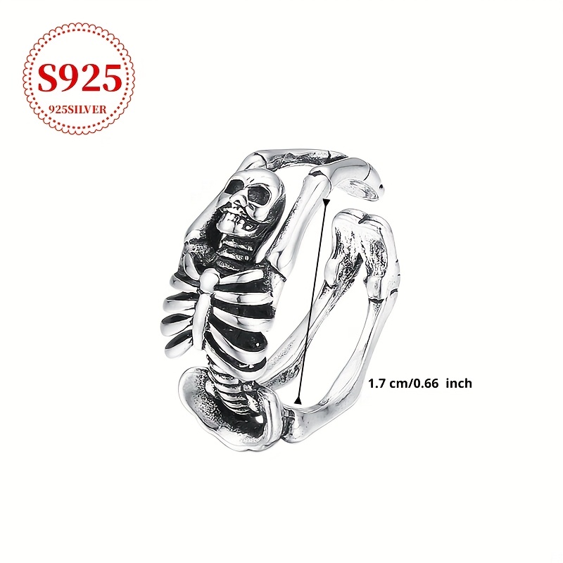 Vintage Distressed Skull Ring Hypoallergenic Women Gothic Punk Ring